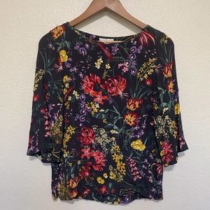 H&M Women's Floral Size 2- 3/4 Loose Fit Sleeve Top/Blouse